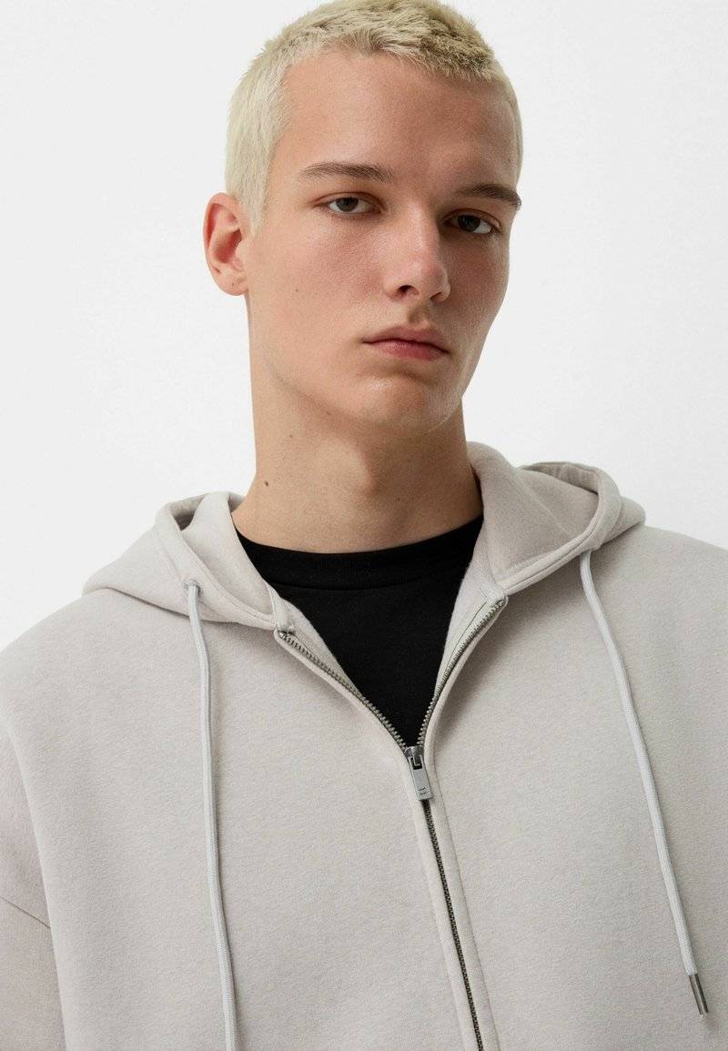 Bershka Bershka SET Zip-Up Sweatshirt + WIDE LEG - Tracksuit - white Kostenloser Versand