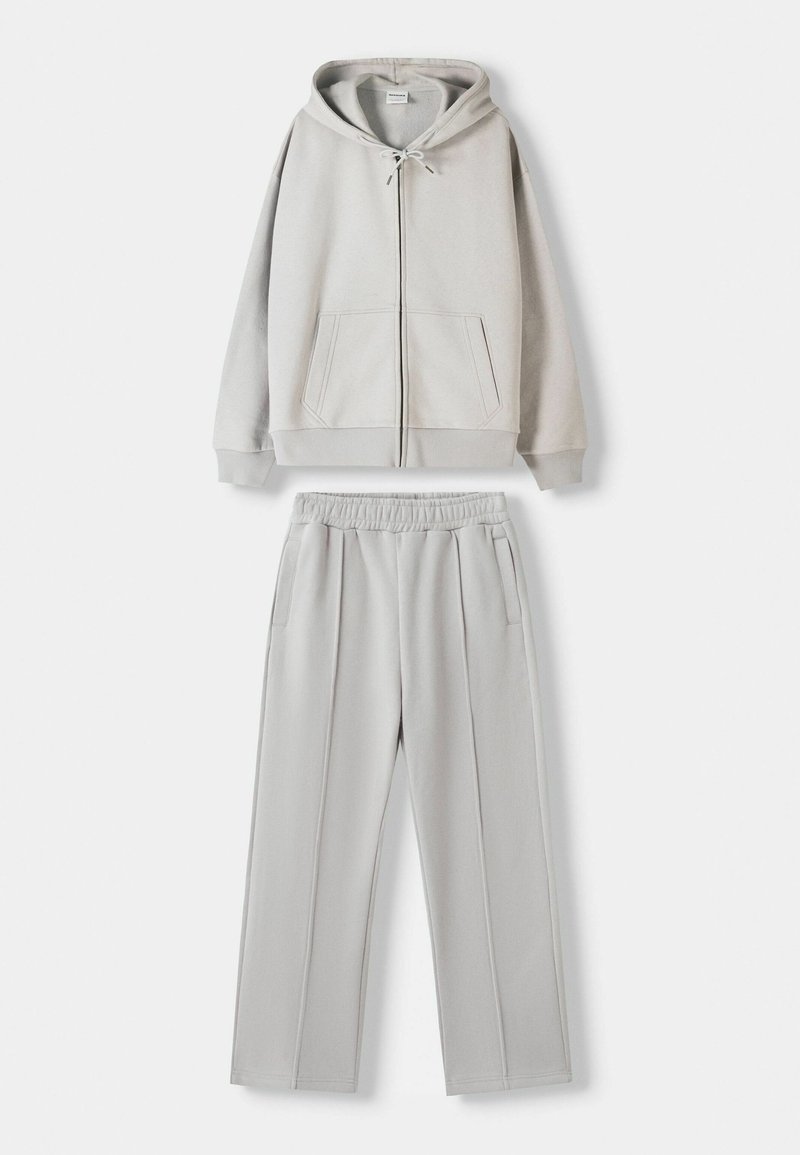 Bershka Bershka SET Zip-Up Sweatshirt + WIDE LEG - Tracksuit - white Kostenloser Versand