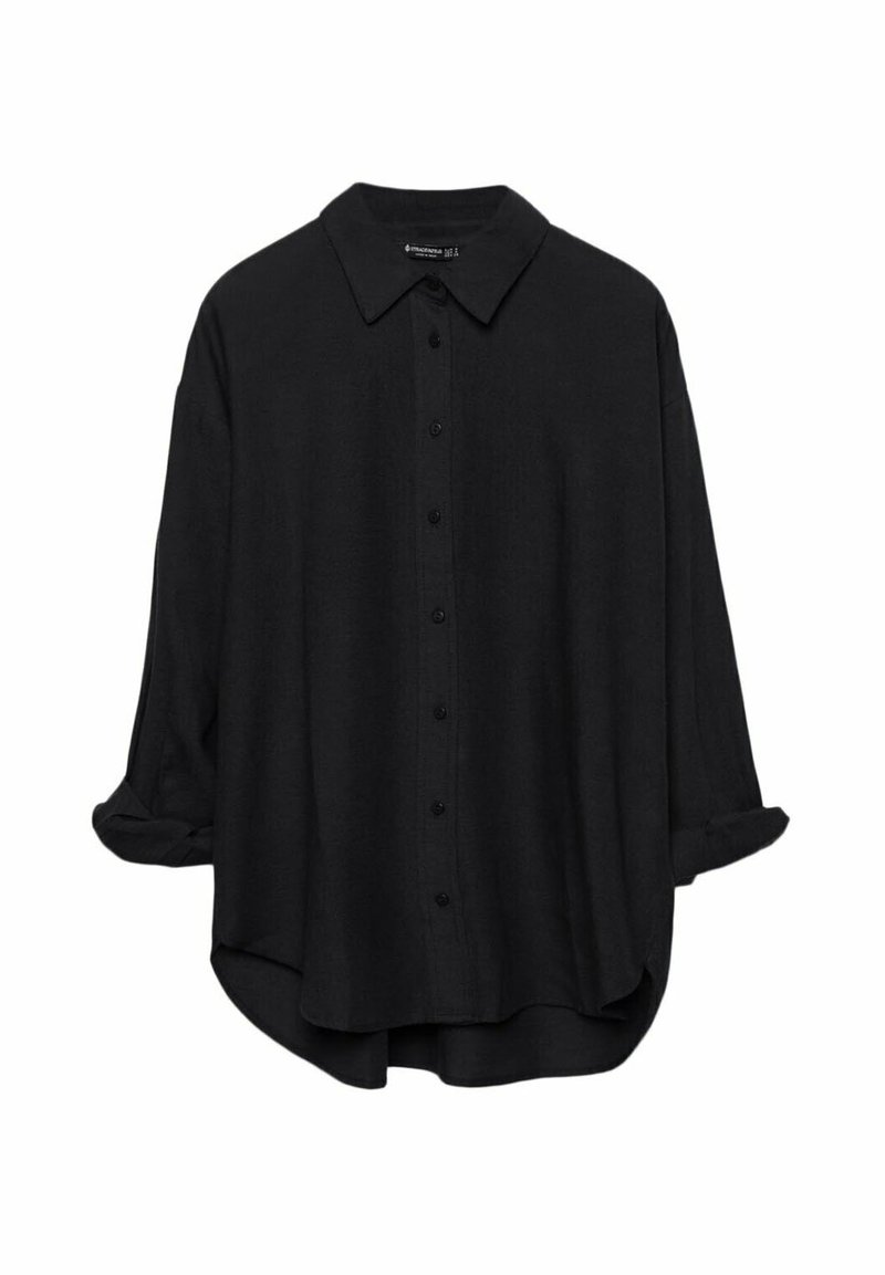 Stradivarius Stradivarius RUSTIKALES DAILY - Button-down blouse - black Fabrikpreis