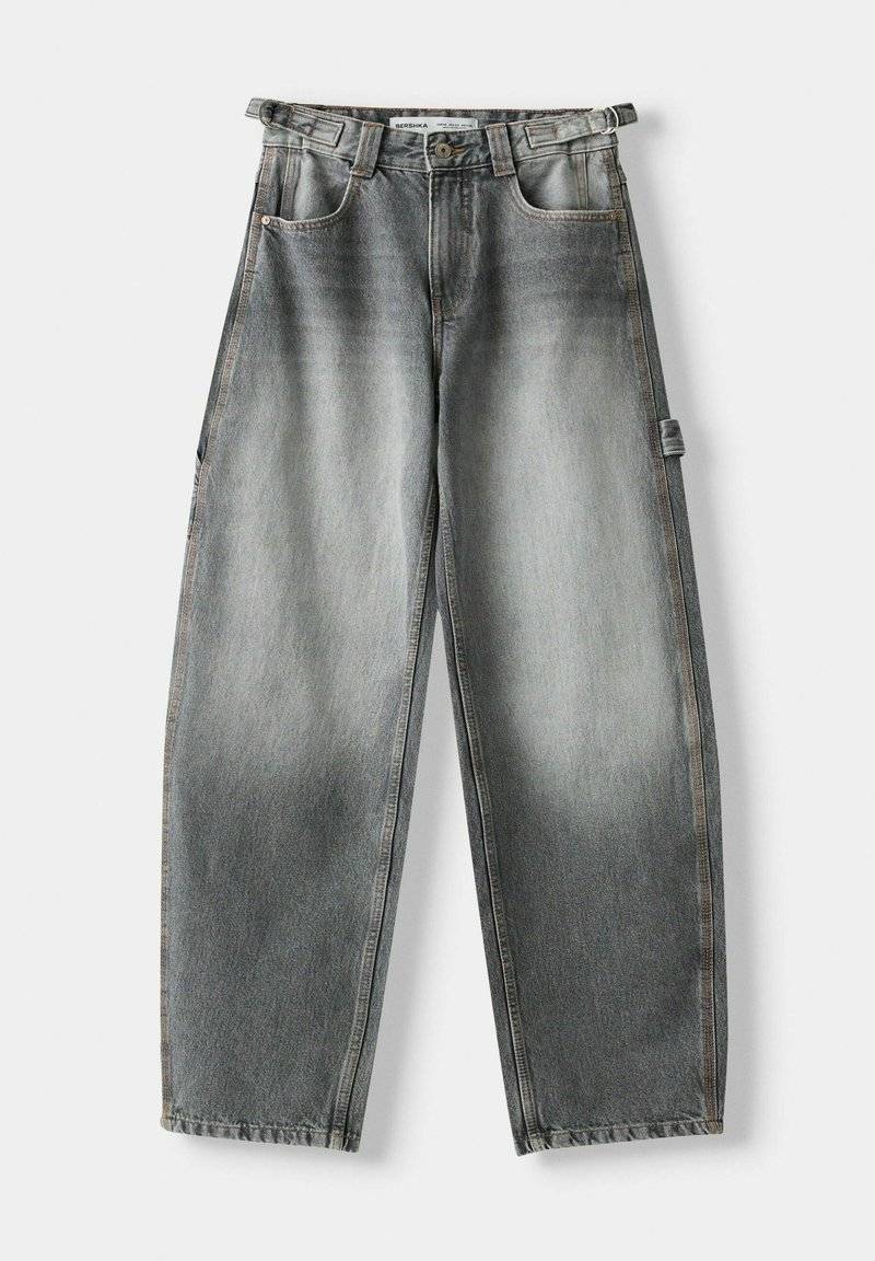 Bershka Bershka WIDE BALLOON CARPENTER - Relaxed fit jeans - grey Versandkostenfrei