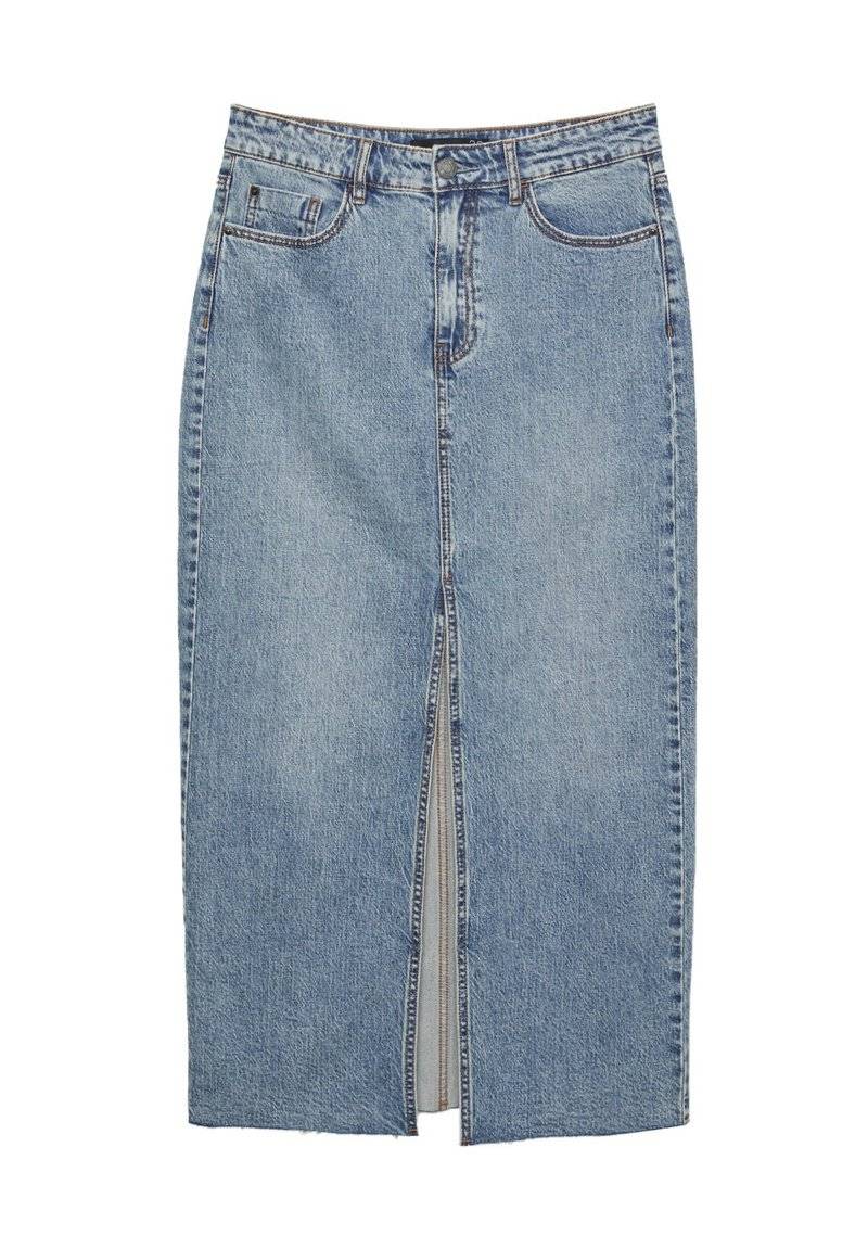Stradivarius Stradivarius IM COMFORT-FIT - Maxi skirt - stone blue denim Valentinstagsangebot