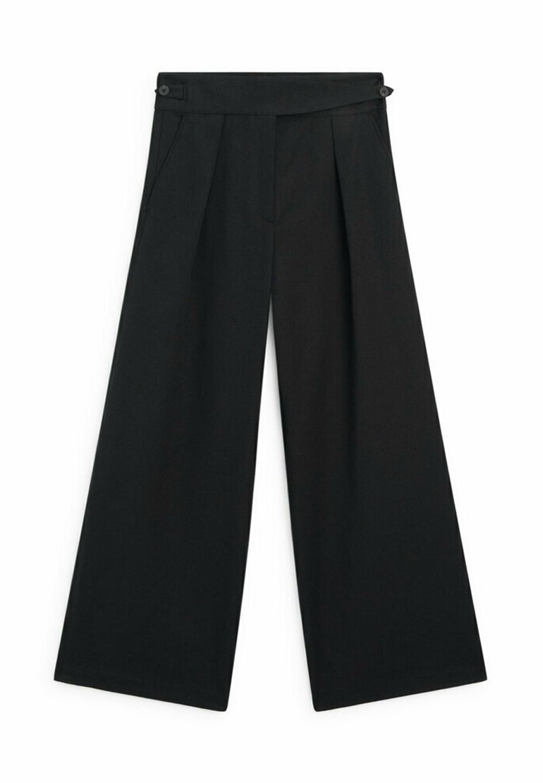 Massimo Dutti Massimo Dutti WIDE-LEG - Trousers - black Heißer Verkauf
