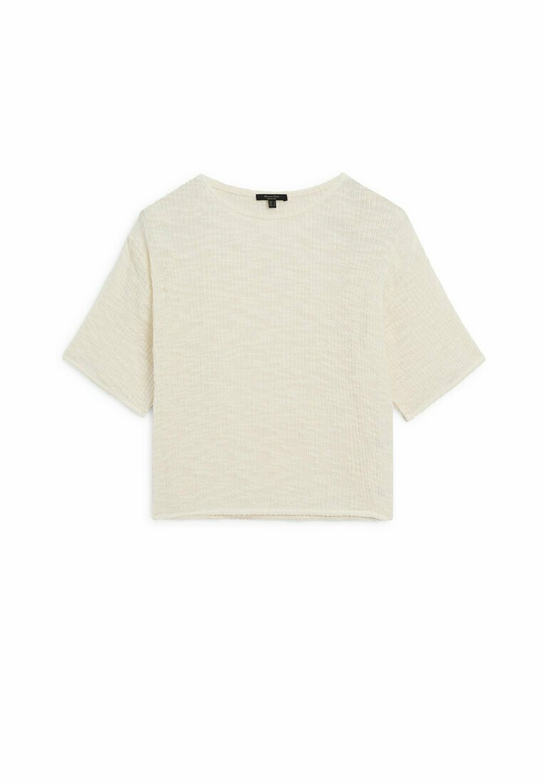 Massimo Dutti Massimo Dutti TEXTURED - Basic T-shirt - beige Versandkostenfrei