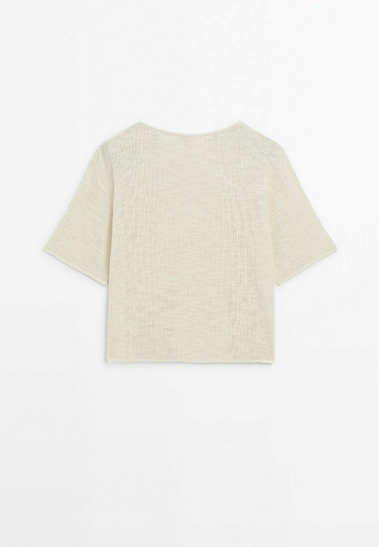 Massimo Dutti Massimo Dutti TEXTURED - Basic T-shirt - beige Versandkostenfrei