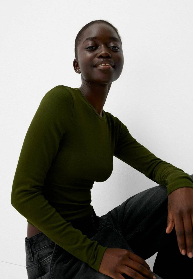 Bershka Bershka LONG SLEEVE - Long sleeved top - green Online Shopping