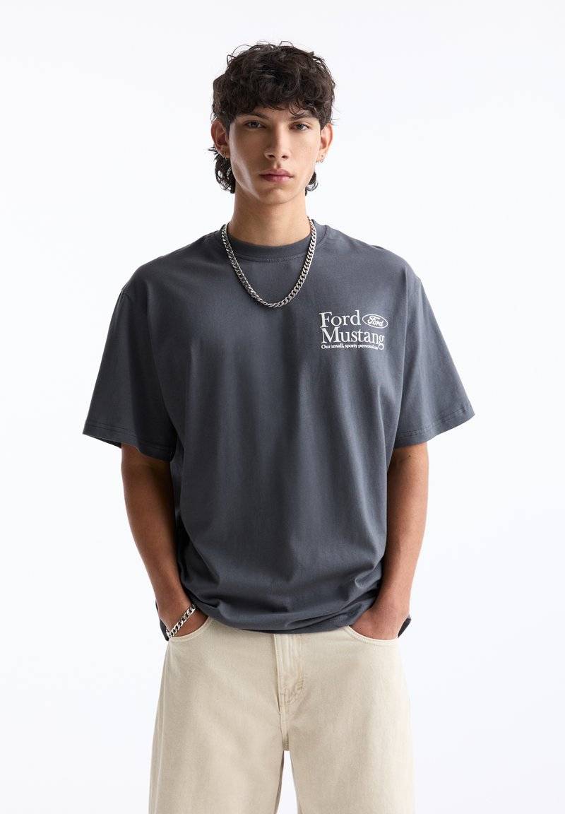 PULL&BEAR PULL&BEAR FORD SHORT SLEEVE - Print T-shirt - grey Discount Store für neue Produkte