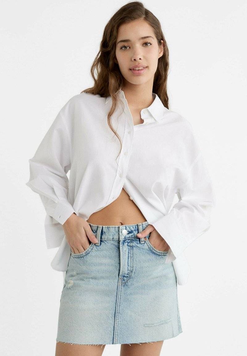 Stradivarius Stradivarius A-line skirt - light blue denim Fabrikladen
