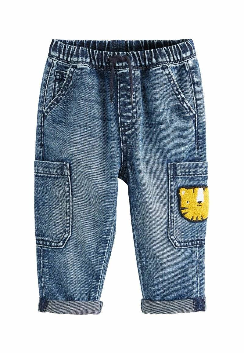 Next Next UTILITY - Relaxed fit jeans - mid blue denim with tiger Outlet