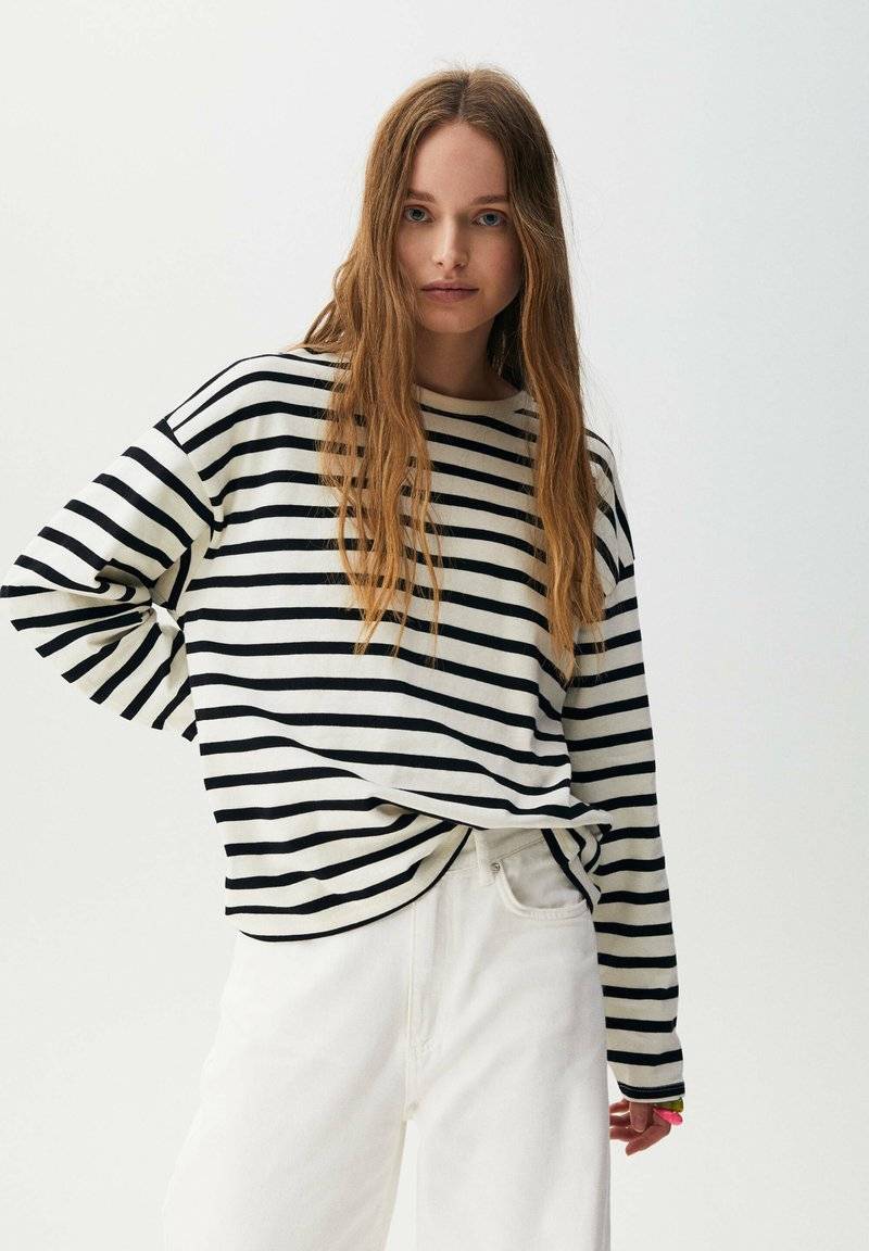PULL&BEAR PULL&BEAR BASIC - Long sleeved top - mottled black