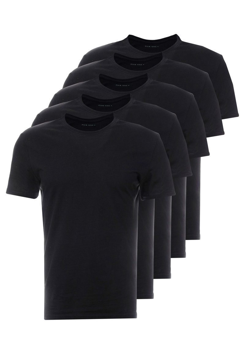 Pier One Pier One 5 PACK - Basic T-shirt - black Verkauf