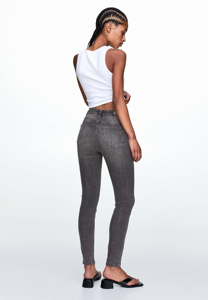 PULL&BEAR PULL&BEAR HIGH WAIST - Jeans Skinny Fit - grey denim Schlussverkauf