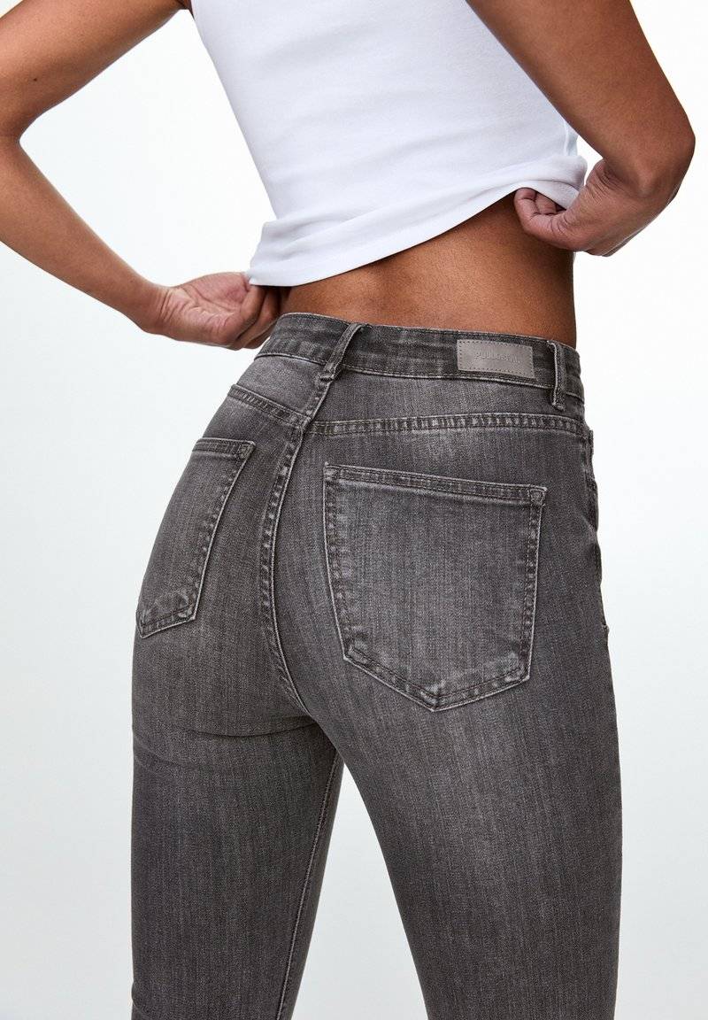 PULL&BEAR PULL&BEAR HIGH WAIST - Jeans Skinny Fit - grey denim Schlussverkauf
