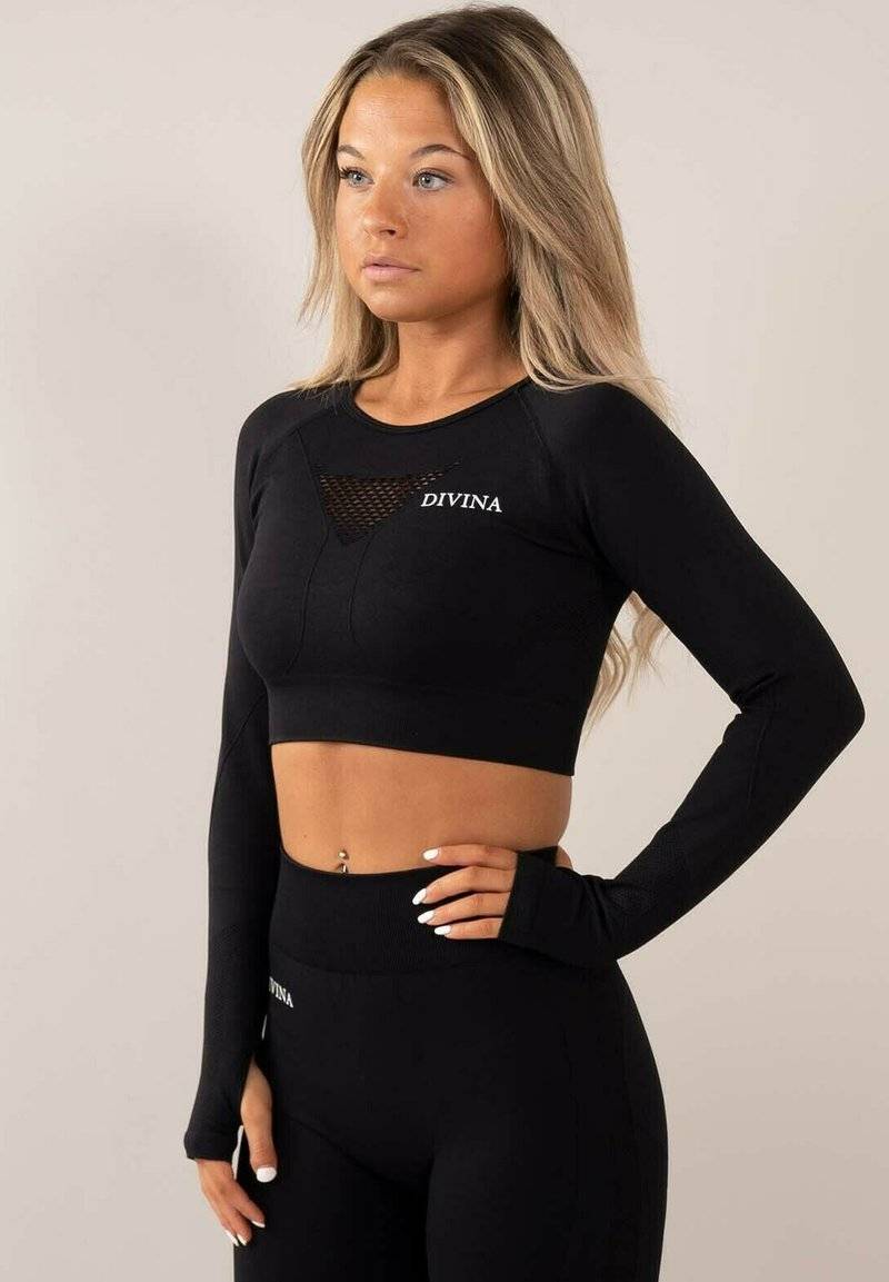 Divina Divina FOUR - Long sleeved top - black Begrenztes Angebot