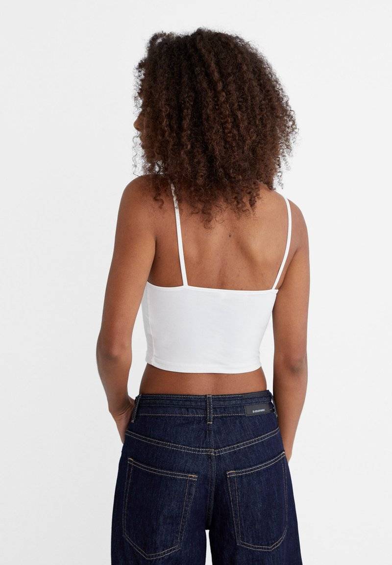 Stradivarius Stradivarius 2-PACK OF STRAPPY CROP - Top - black 50% Rabatt mit kostenlosem Versand