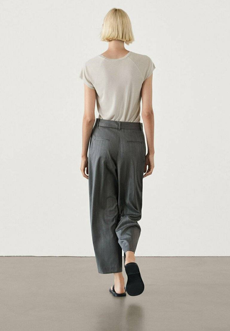 Massimo Dutti Massimo Dutti STRAIGHT-LEG STRIPE - Trousers - dark grey Limitierter Zeitrabatt