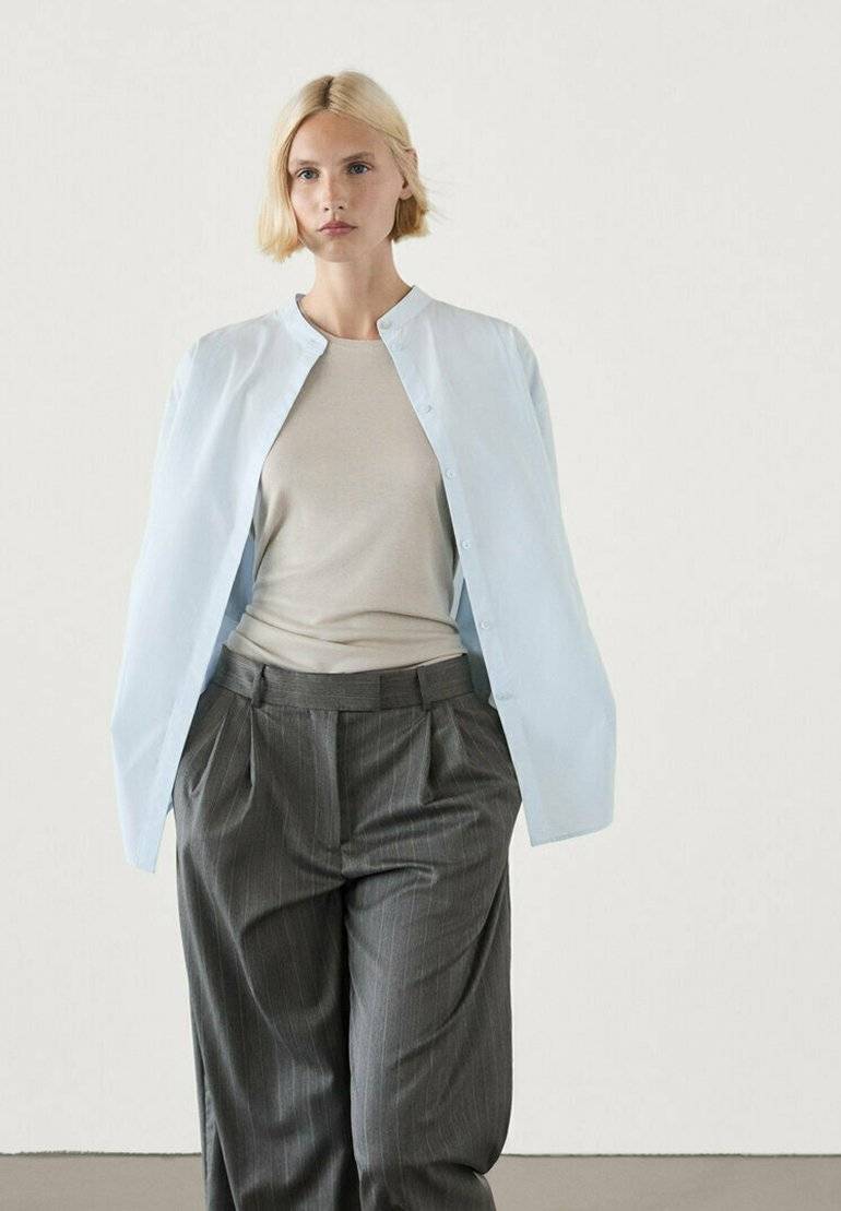 Massimo Dutti Massimo Dutti STRAIGHT-LEG STRIPE - Trousers - dark grey Limitierter Zeitrabatt