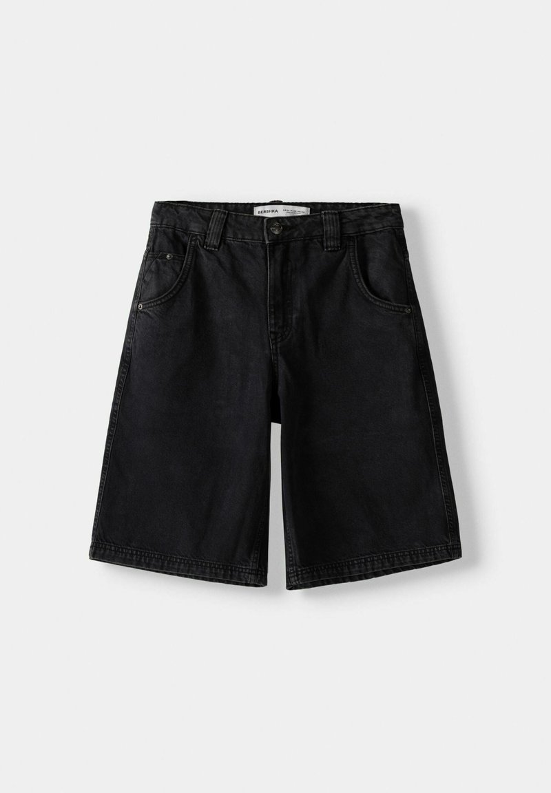 Bershka Bershka BERMUDA - Denim shorts - black Fabrik Onlineshop
