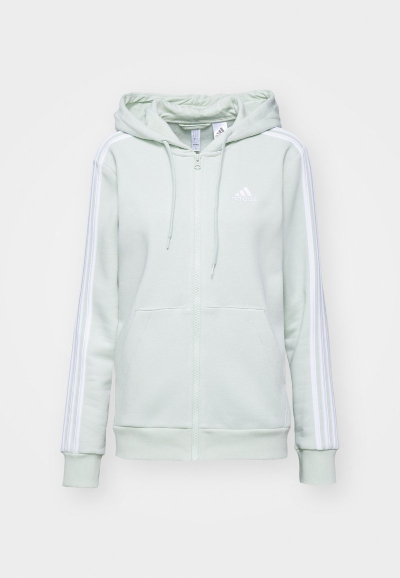 adidas Sportswear adidas Sportswear ESSENTIALS 3 STRIPES FULL ZIP HOODIE - Zip-up sweatshirt - linen green Valentinstagsangebot