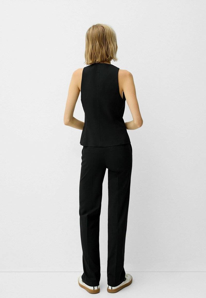 Bershka Bershka STRAIGHT-LEG TAILORED - Trousers - black denim 50% Rabatt mit kostenlosem Versand