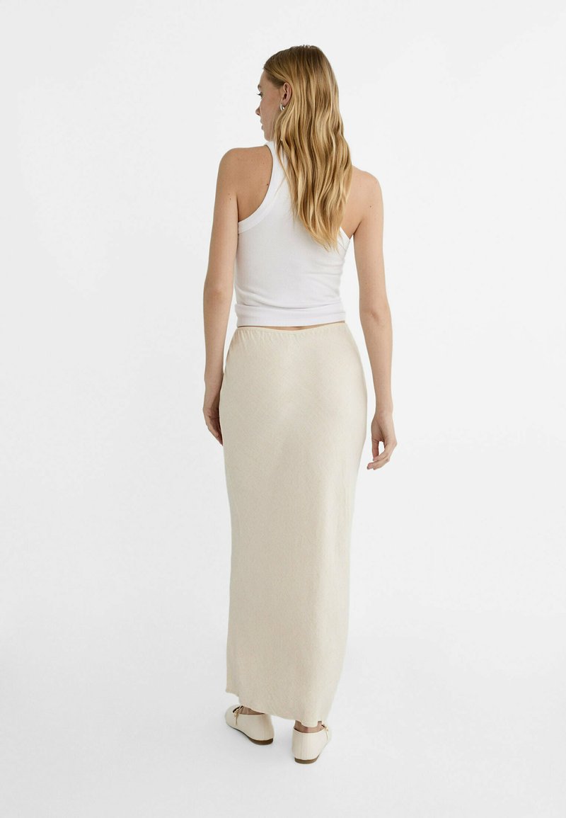Stradivarius Stradivarius DRAWSTRING MIDI - Maxi skirt - stone Exklusive Angebote
