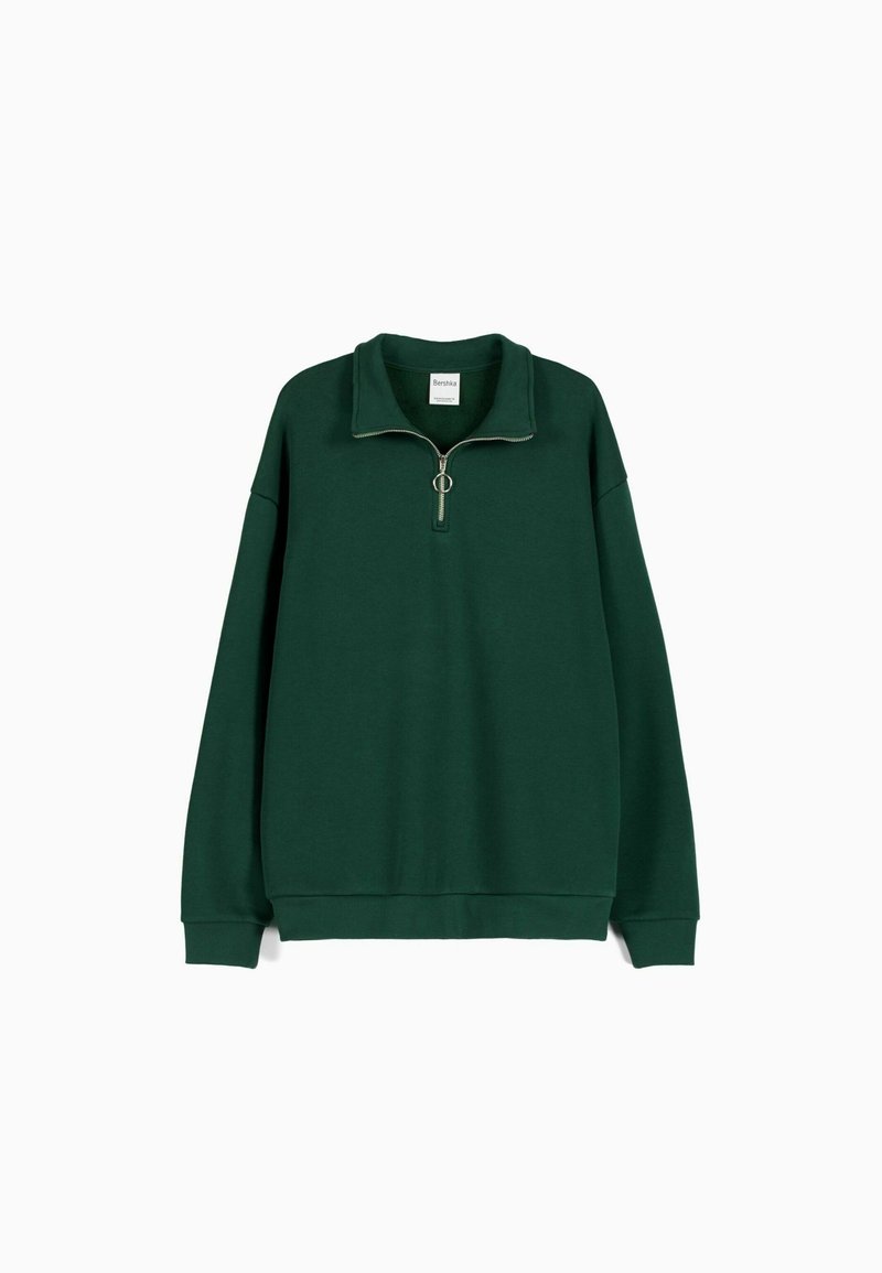 Bershka Bershka HIGH NECK - Sweatshirt - dark green Blitzangebot