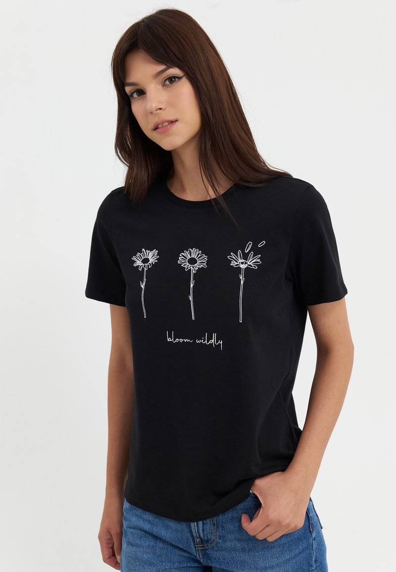 Even&Odd Even&Odd Print T-shirt - black Saisonale Angebote