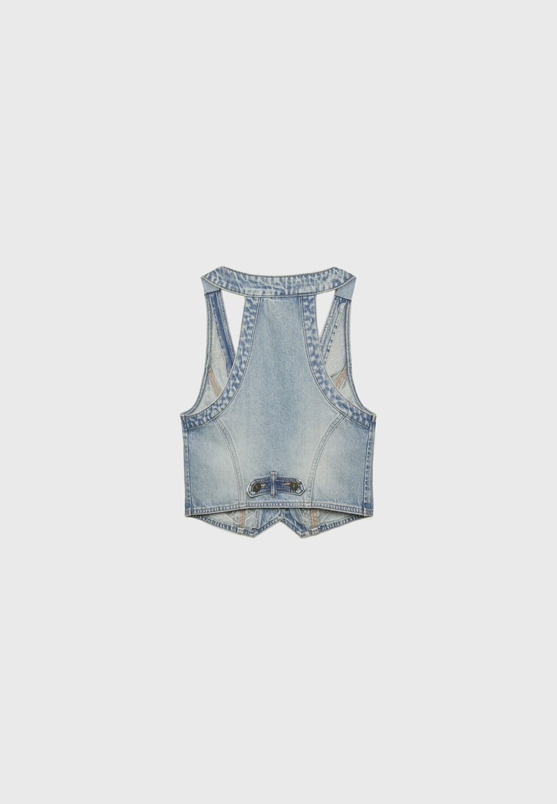 Stradivarius Stradivarius STUDDED - Waistcoat - laser denim Super Sparpreis