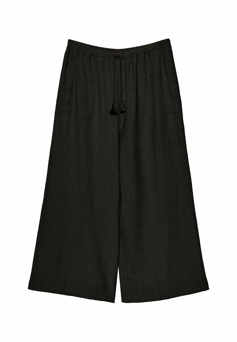 Stradivarius Stradivarius FLOWING CULOTTES - Trousers - black Super Rabatt