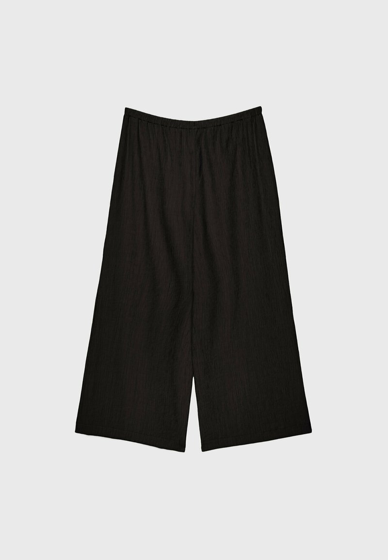 Stradivarius Stradivarius FLOWING CULOTTES - Trousers - black Super Rabatt